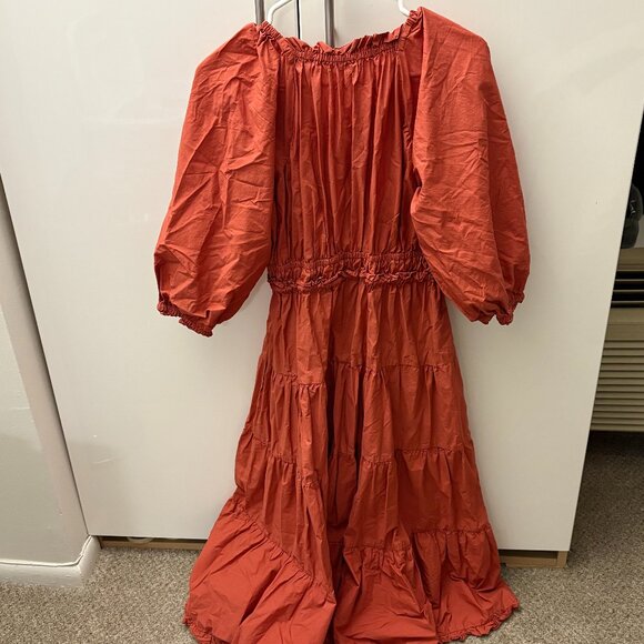 Yakira Bella Knee Length Cinched Waist Burnt Orange Dress Size Medium - Picture 2 of 2